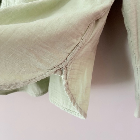 J Crew Factory Double-gauze button-up shirt Light Mint Green 100% Cotton Medium - Picture 5 of 9